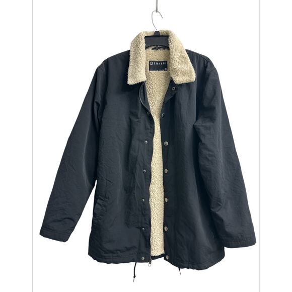 EMPYRE Black Sherpa Lined Windbreaker Outdoor Jacket drawstring Men size Large - Picture 1 of 8